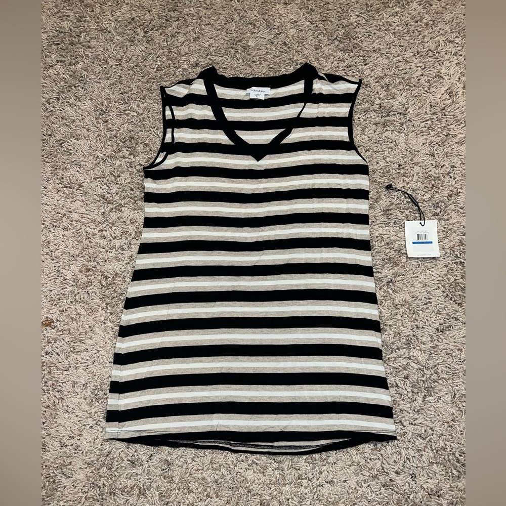 Calvin Klein xl sleeveless soft stretchy tunic stripped top